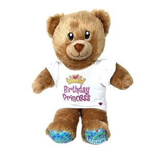 Build A Bear Workshop Brown Teddy Bear Plush Toy with Shirt Sings Happy Birthday
